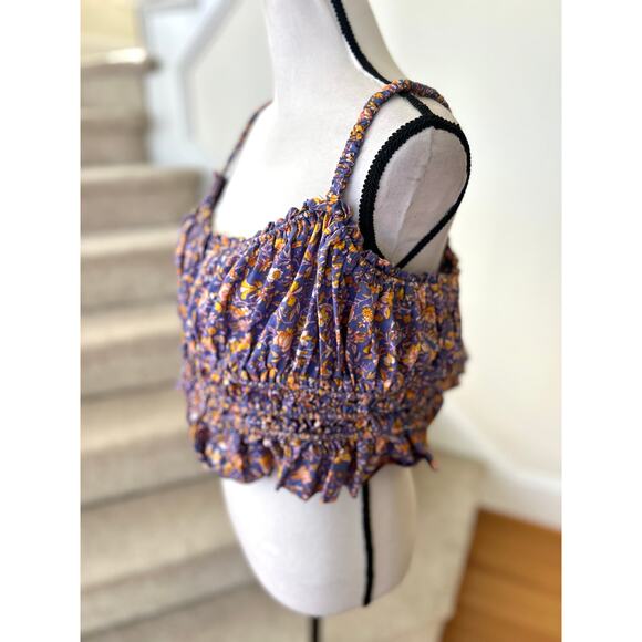 J.Crew Purple & Orange Ditzy Floral Corset Crop Top Tank - Picture 3 of 7
